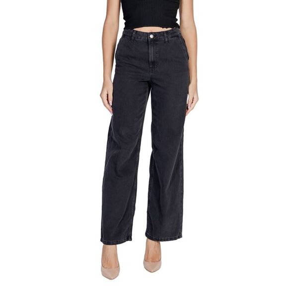 Jacqueline De Yong Black Cotton Relaxed Fit Women's Jean